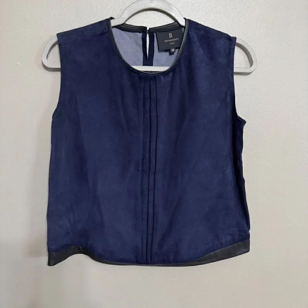 Maisonnoee navy and black suede leather tank top size XS
